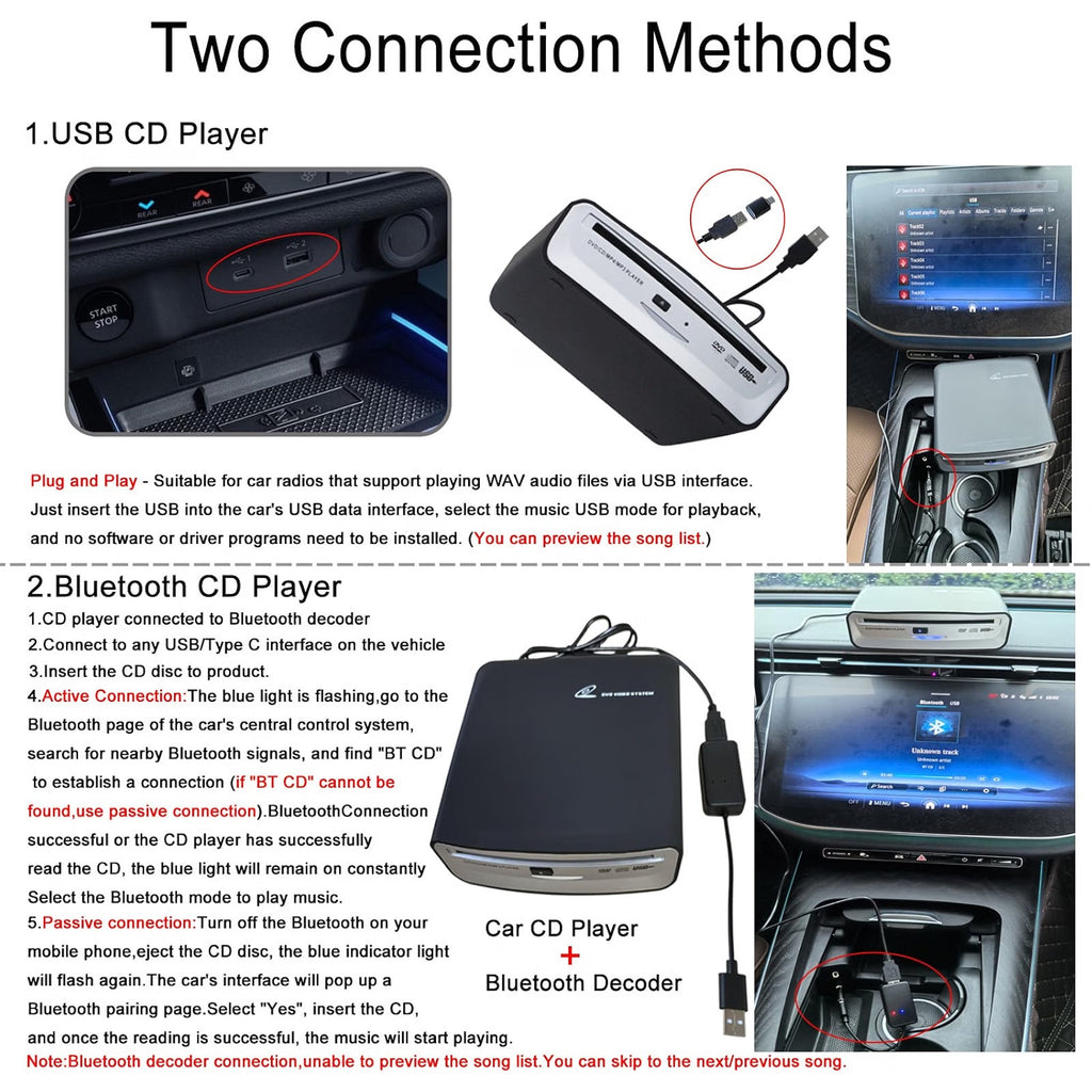 Portable External USB & Bluetooth Car DVD CD MP4 MP3 Player Plug & Play SX2800A