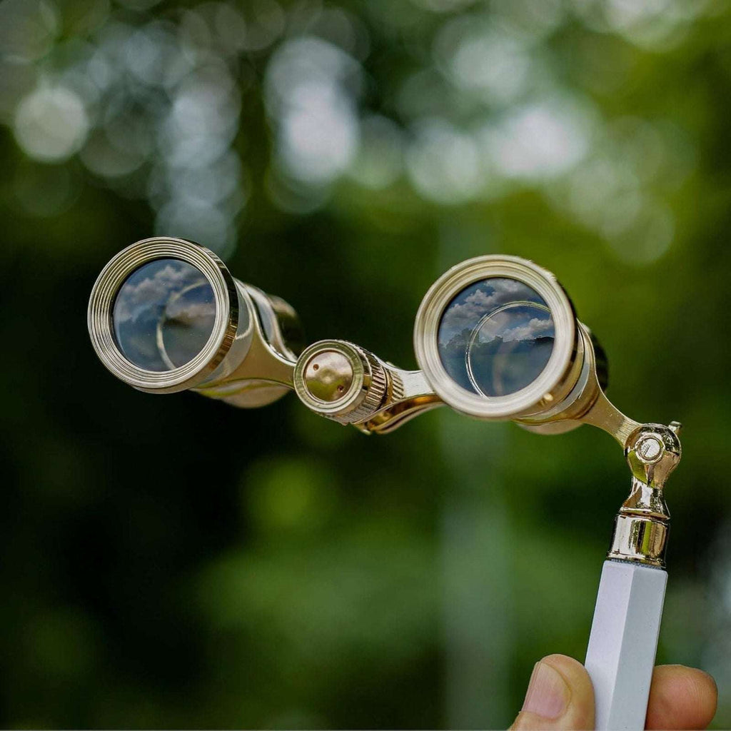Retro 3X25 Opera Glasses Compact Metal Theater Binoculars with Adjustable Handle