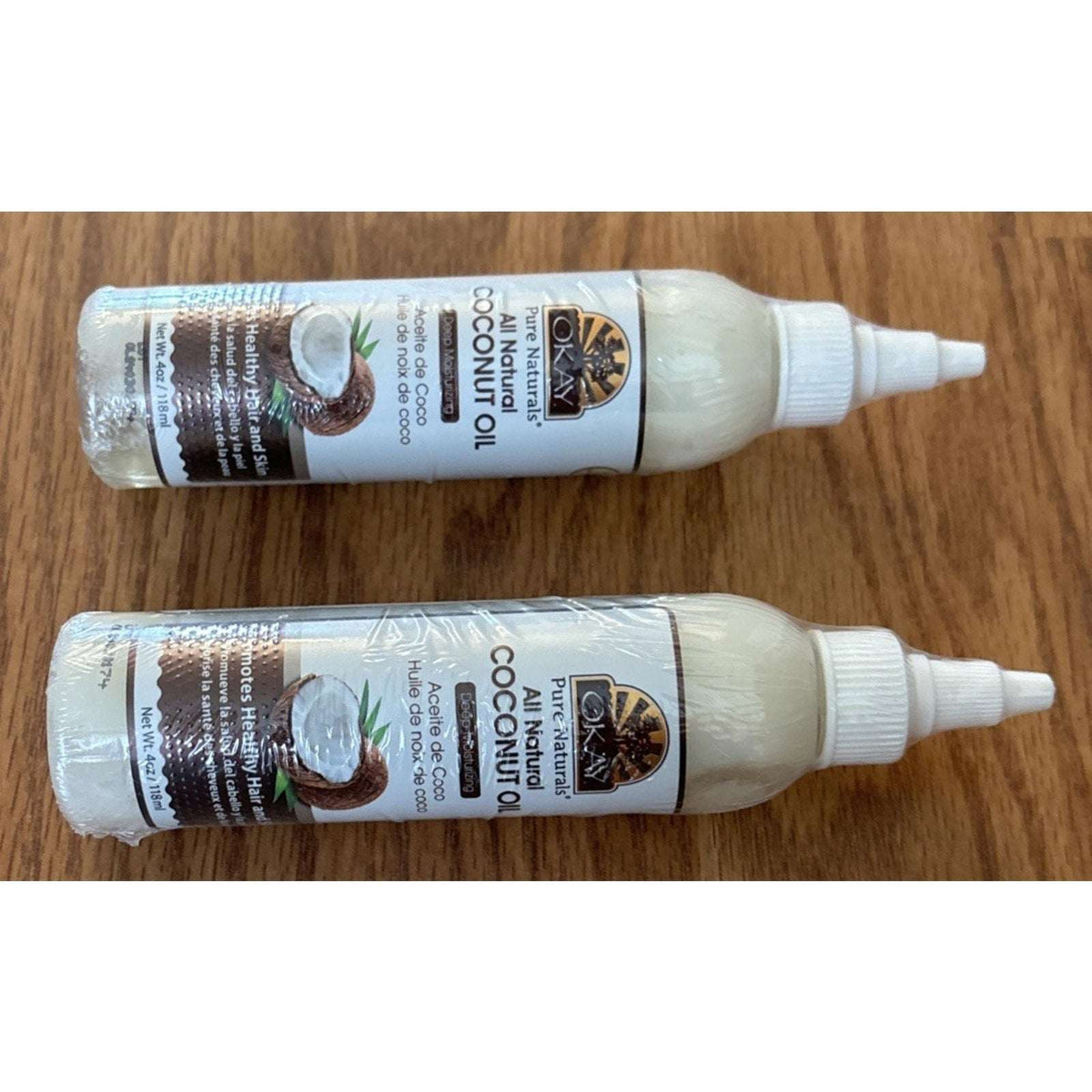 OKAY Pure Naturals 100% Coconut Oil For Hair & Skin w/ Tip Cap Bottle 2-Pack