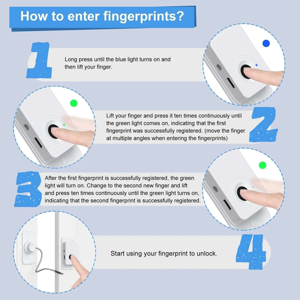 Fingerprint Fridge Lock - Child & Pet Proof Security for Drawers Balcony Doors