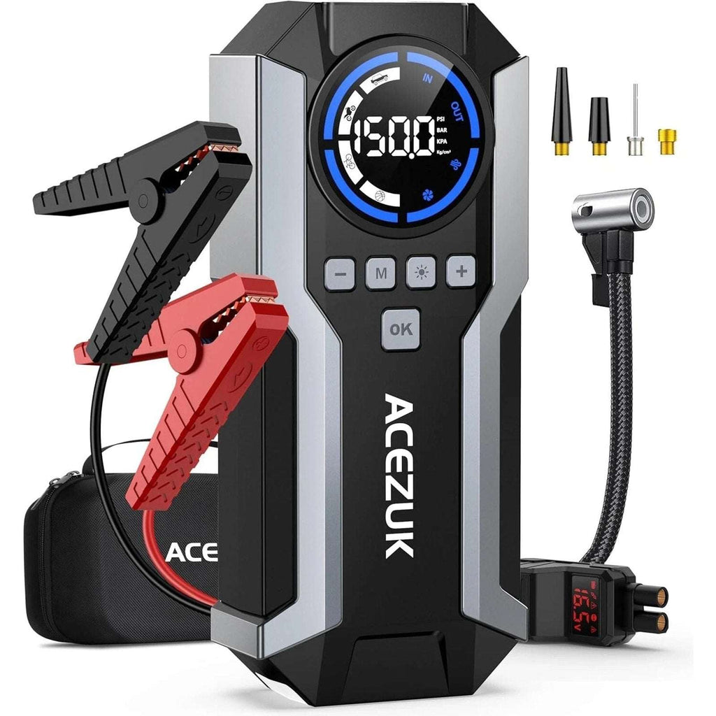ACEZUK 150PSI 8000A 12V Car Battery Jump Starter, Air Compressor, 21800mAH Power