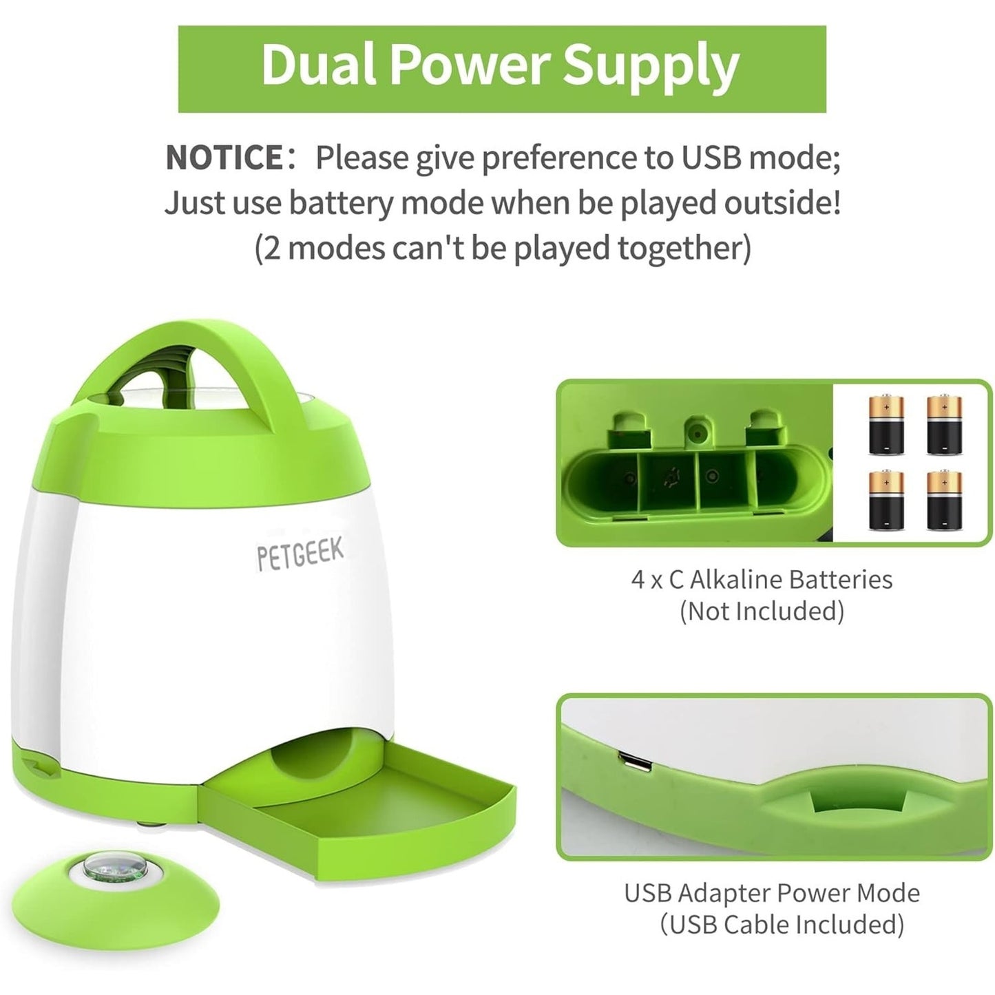 Automatic Dog Treat Food Dispenser w/ Button Remote - Memory Training Dual Power