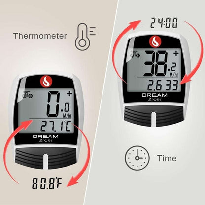 DREAM SPORT Bike Computer 16-Function Waterproof Bicycle Speedometer & Odometer