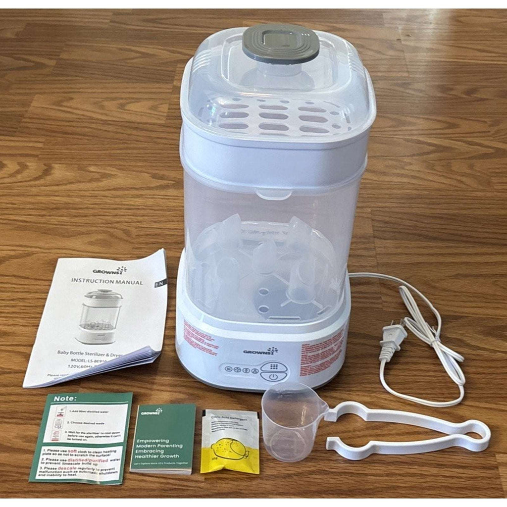 Grownsy Bottle Sterilizer and Dryer Model LS-BE916, Compact Electric Steam Baby