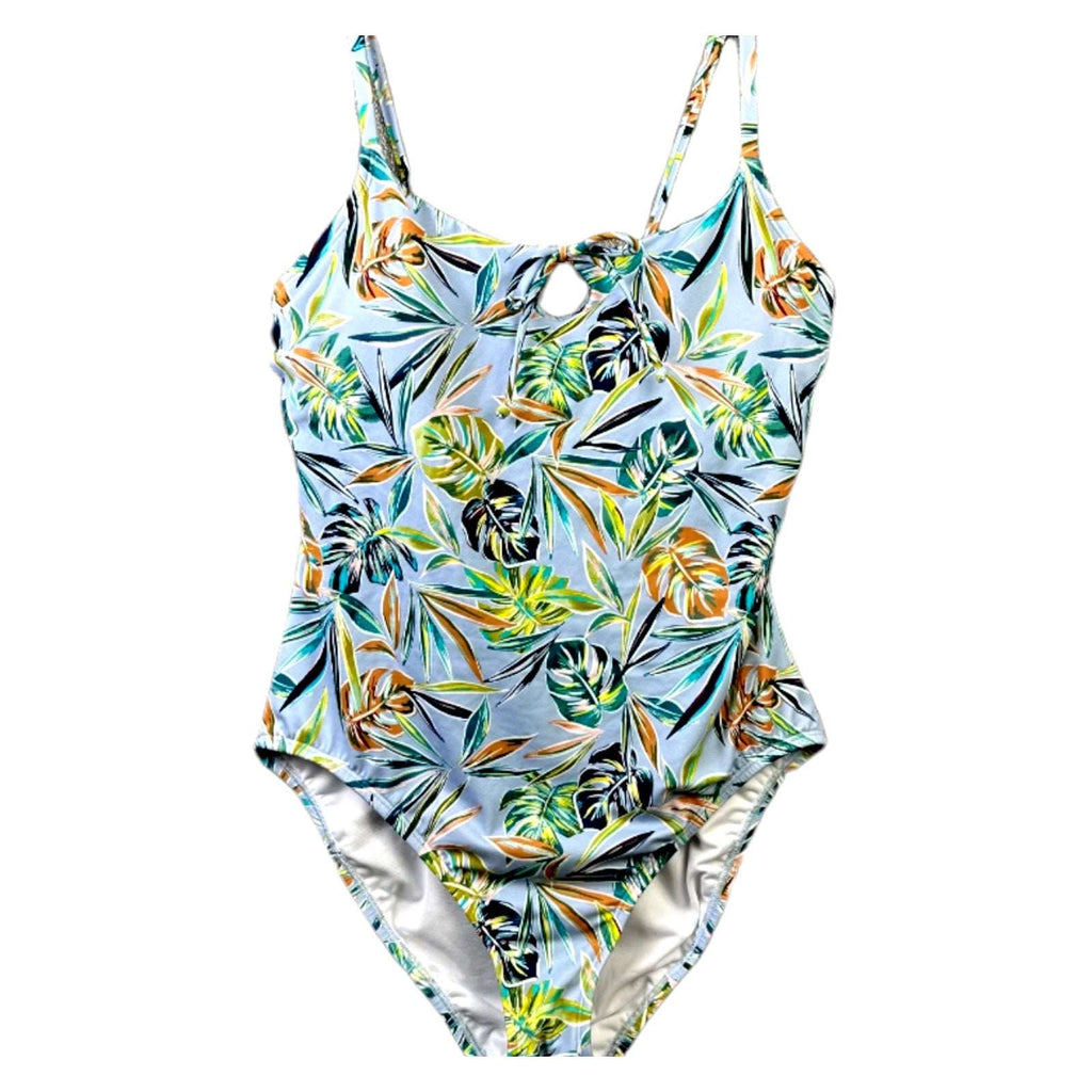 Beach Betty by Miracle Brands Blue Tropical Floral Keyhole SwimSuit X Large