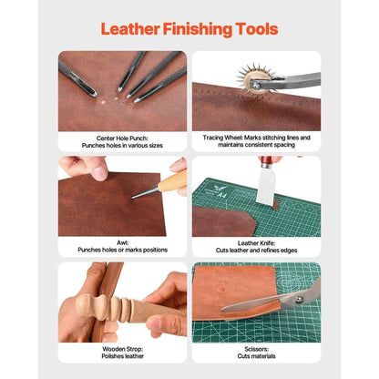 VEVOR Leather Working Tools Kit 92PC Engraving Punching Stamping Sewing w/ Case