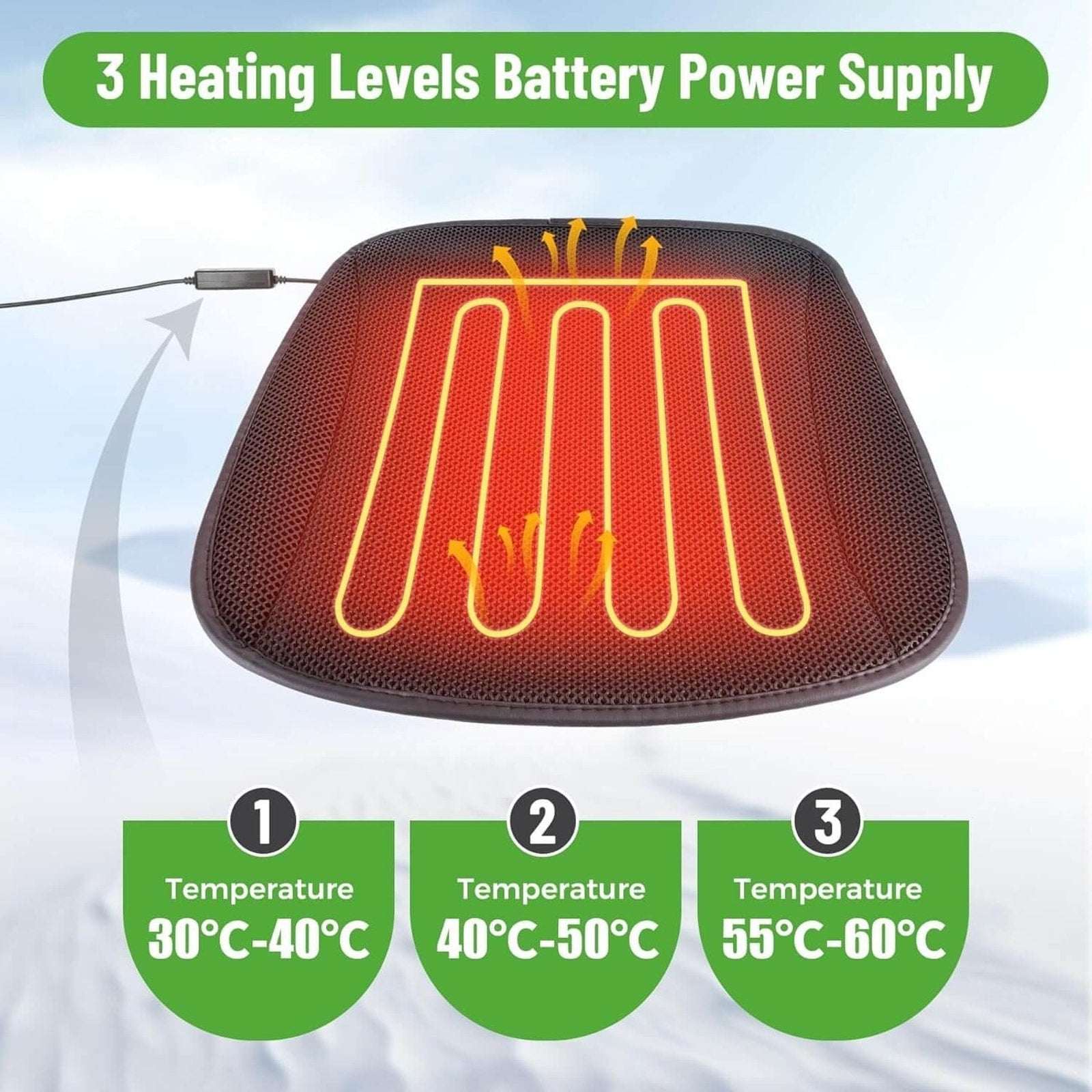 10L0L Universal Golf Cart Heated Seat Cushion 3 Heat Levels & Auto-Off Black/Red