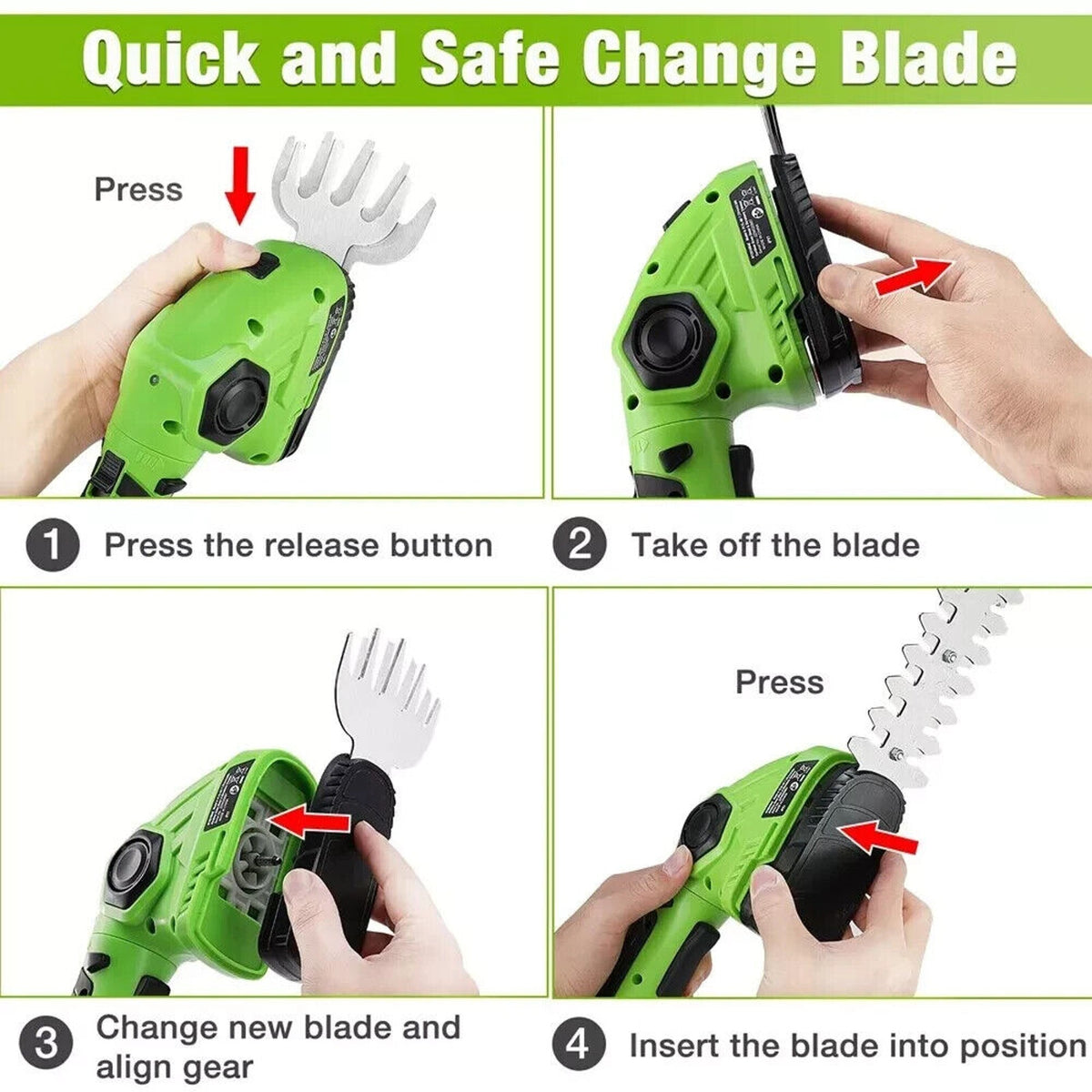 WORKPRO 7.2V Cordless Grass Shear Shrubbery Hedge 2-in-1 Electric Shear Trimmer