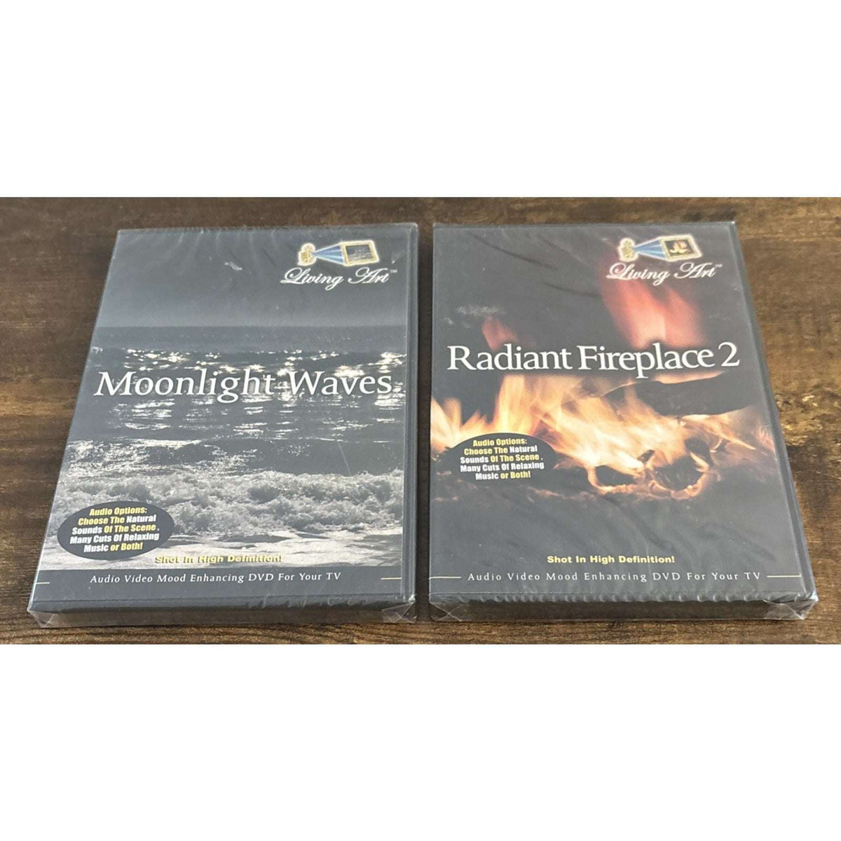 2 New & Sealed Living Art DVDs - Radiant Fireplace 2 & Moonlight Waves