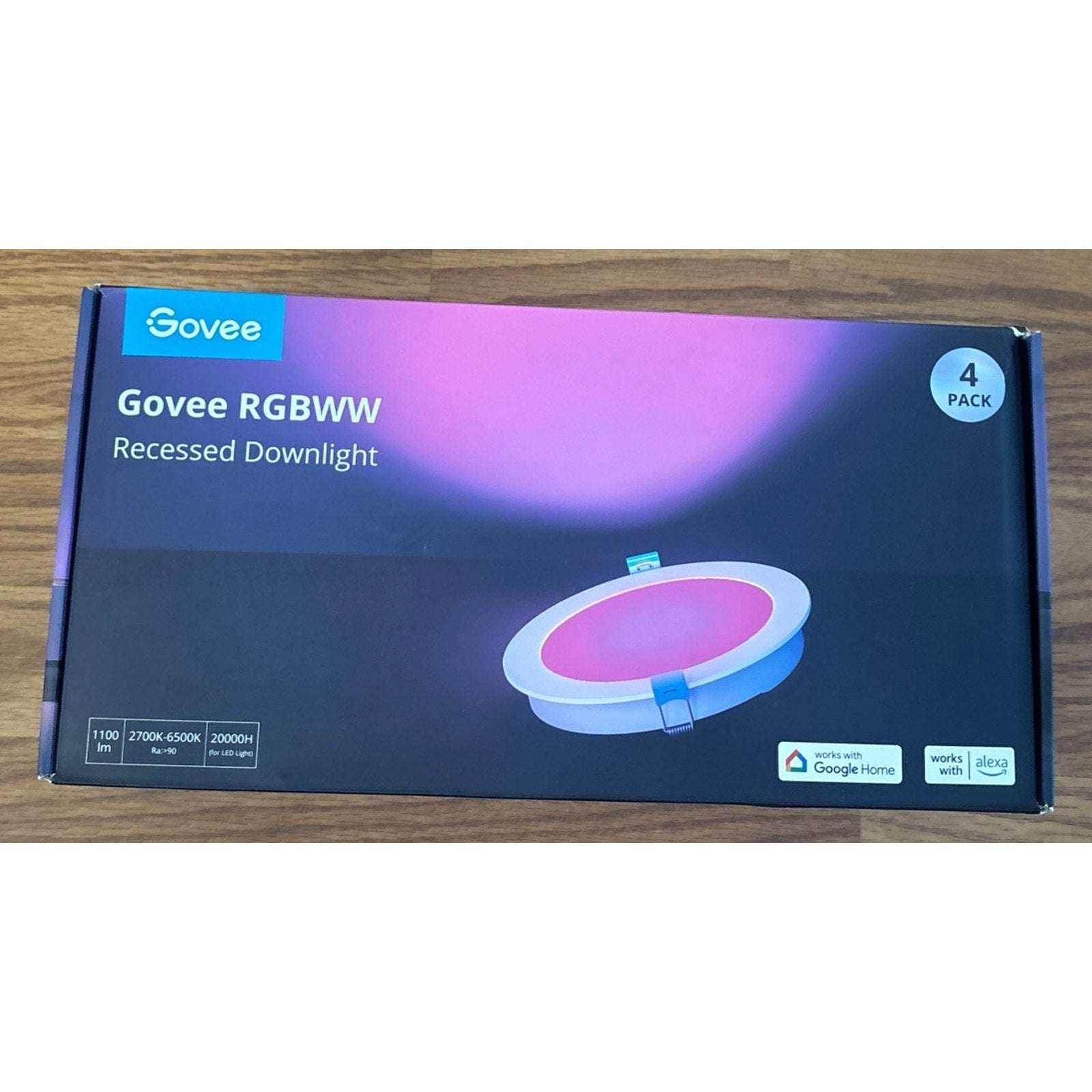 Govee H601A RGBWW 4-Pack Smart Recessed Downlights WiFi App Alexa Google Home