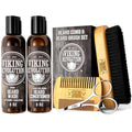 Viking Revolution Brush, Comb w/ Beard Wash & Conditioner Set Argan & Jojoba Oil