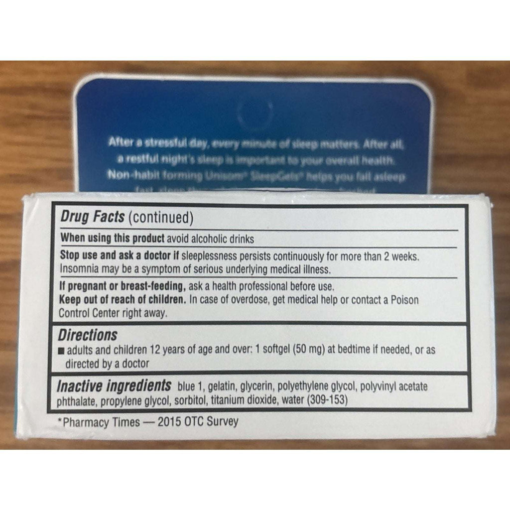 3 x Unisom SleepGels Nighttime Sleep Aid, Diphenhydramine HCI 50 mg, 32 SoftGels