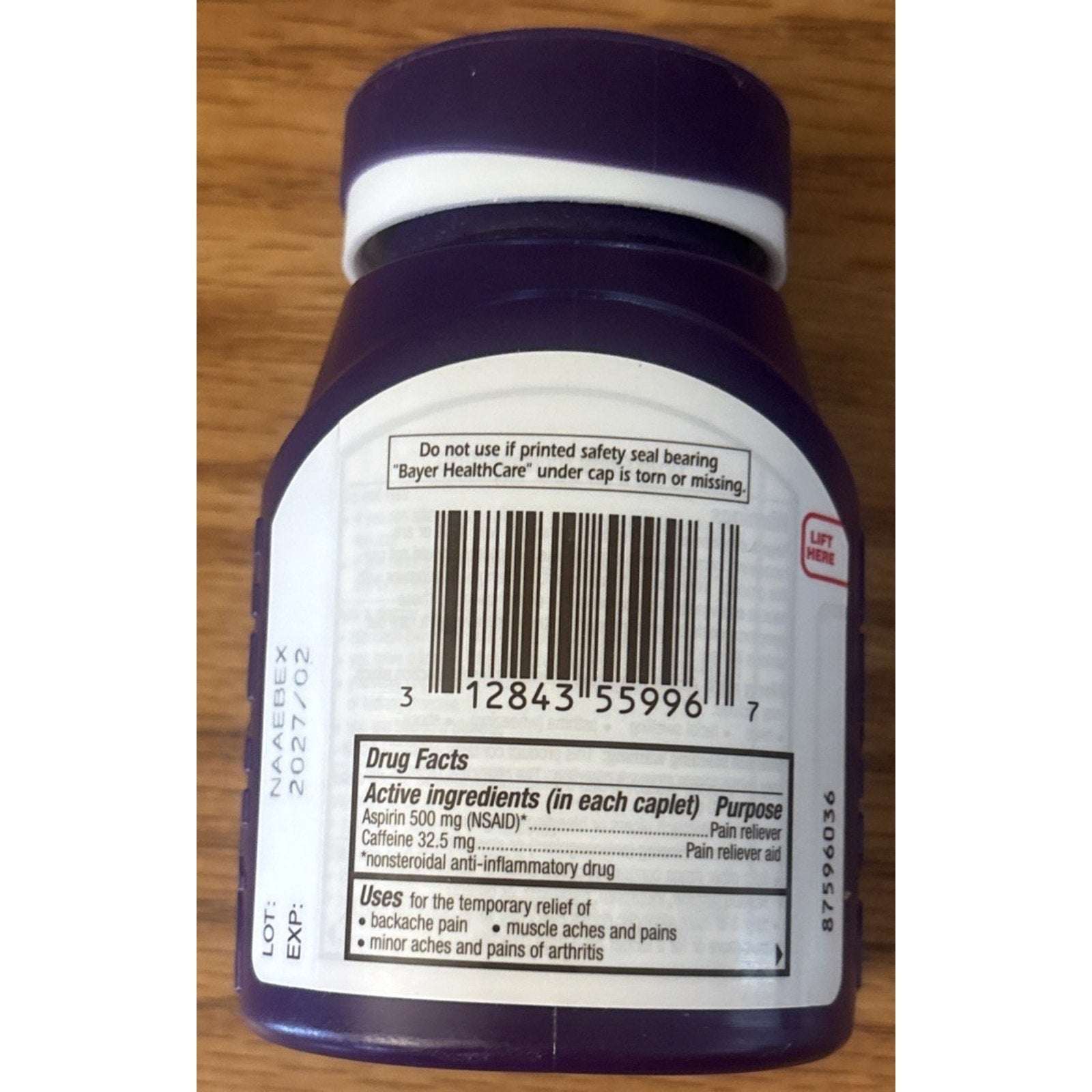 BAYER Back & Body Aspirin Pain Reliever Fast Relief 500 mg 200 Coated Caplets