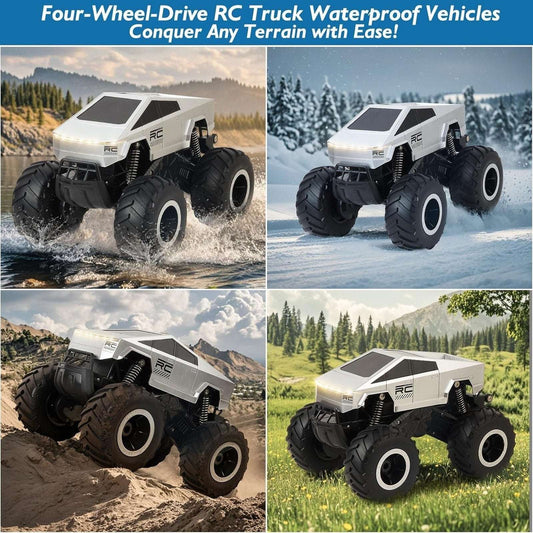 1:16 RC Amphibious Tesla 4WD All-Terrain Waterproof Monster Truck, 360° Rotation