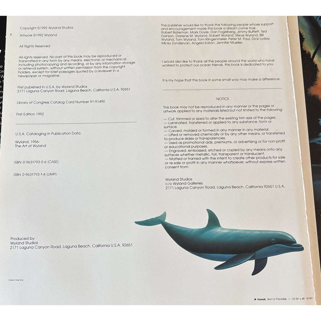 The Art of Wyland by Wyland Signed 1992 First Edition Hardcover w/ DJ Art Book