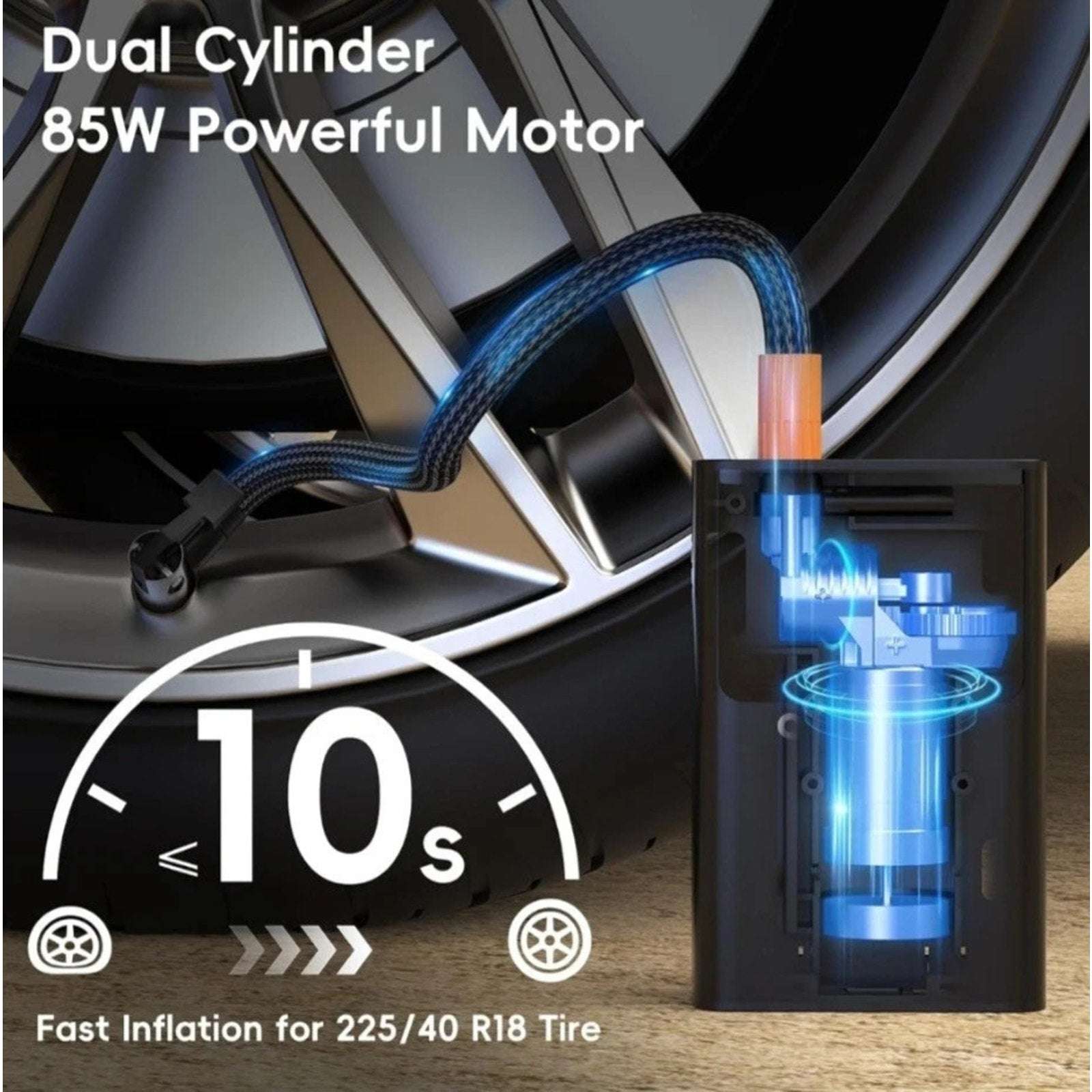 160 PSI Portable Air Inflator Rechargeable Tire Inflator w Digital Gauge & Light