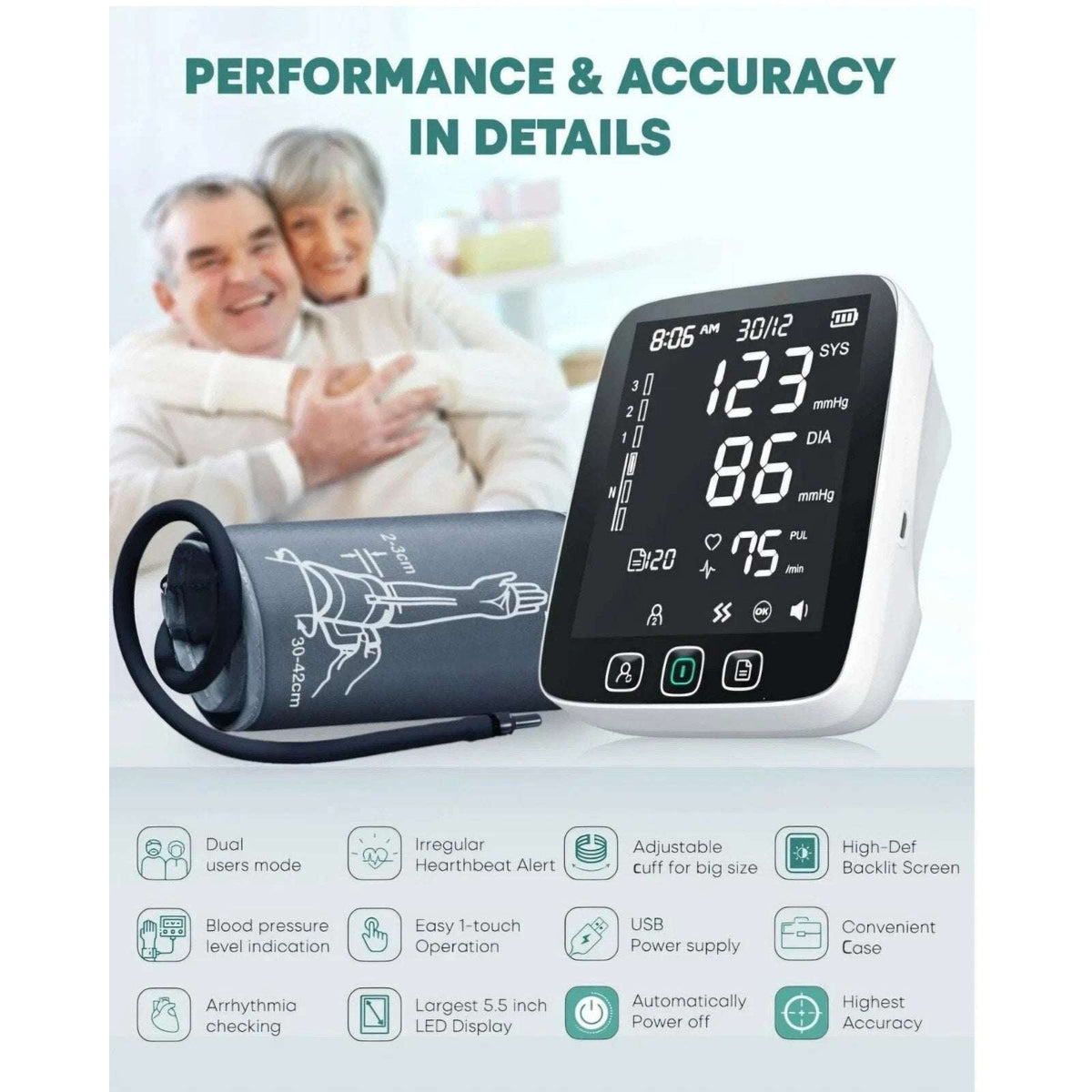 LAZLE Automatic Blood Pressure Monitor & Upper Arm Cuff w/ Advanced Accuracy NEW