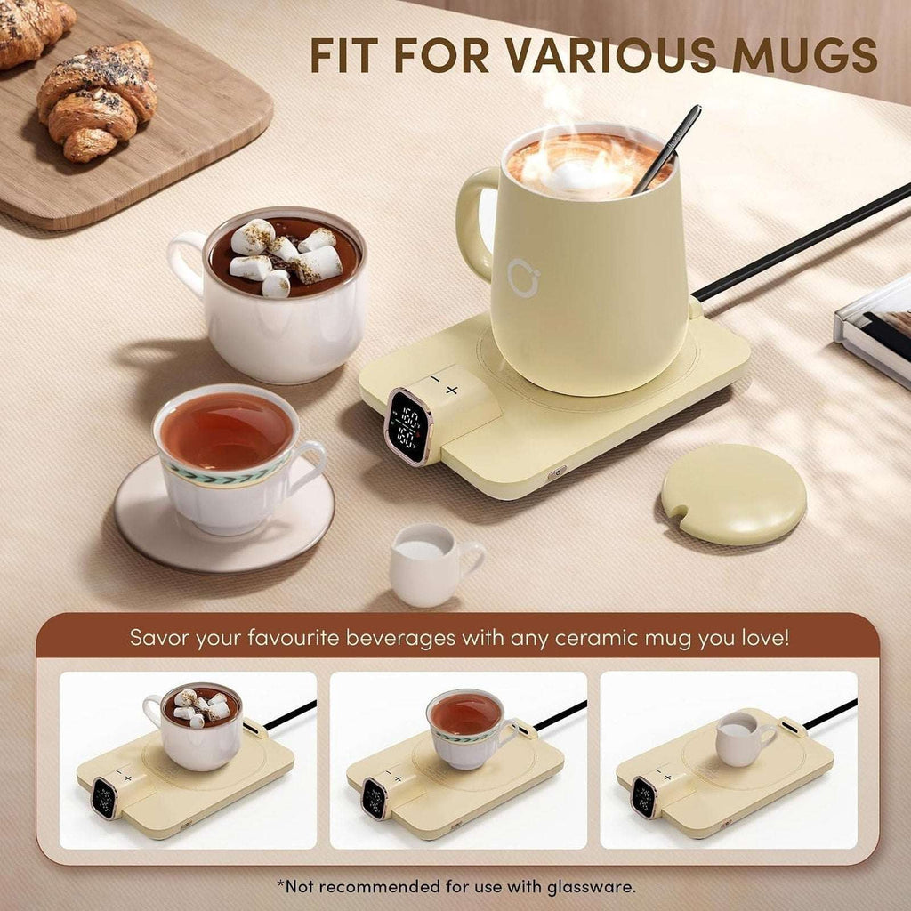 Ikago Smart Heated Coaster & Mug Warmer PRO Set - Auto-Off, Precise Temp Control