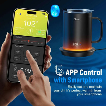 Civexa Heated Smart Mug Coffee Cup Rechargeable Touch & APP Control Auto Shutoff