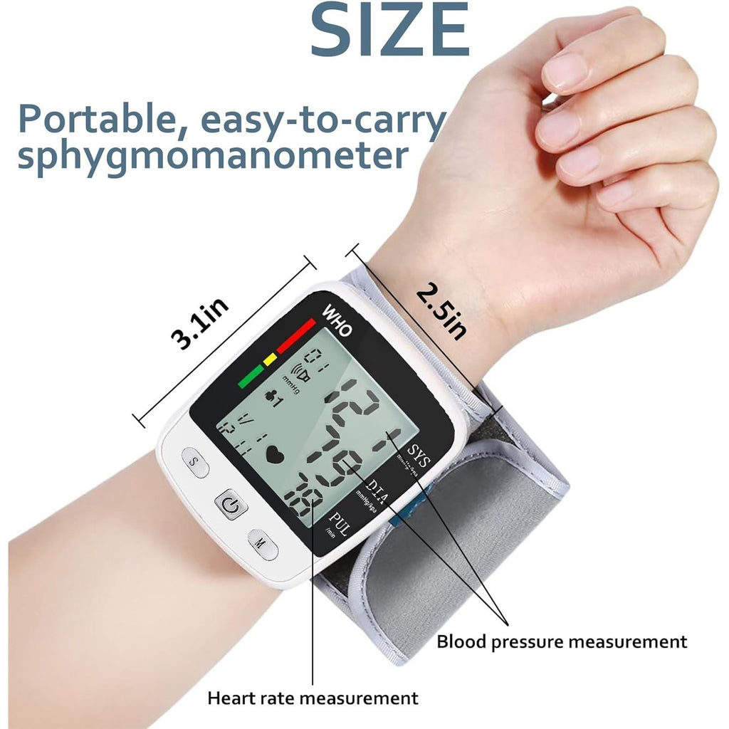 Wrist Blood Pressure Monitor Automatic BP Machine Cuff LED Heart Rate W/ Voice
