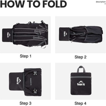 HIKING BACKPACK Lightweight Travel Daypack Black 40L VENTURE PAL Field Operation