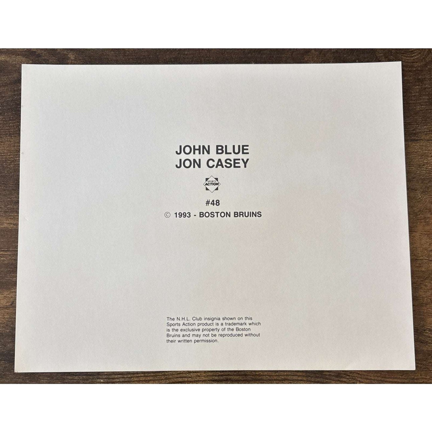 NHL Boston Bruins JON CASEY JOHN BLUE Game Sport Action Color 8x10 Photo Picture