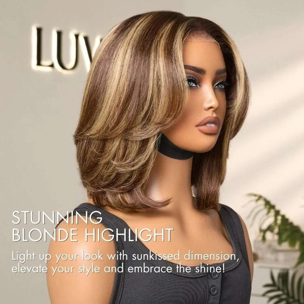 Luvme 100% Human Hair Wig 150% Density Brown/Blonde Highlights Glueless One Size