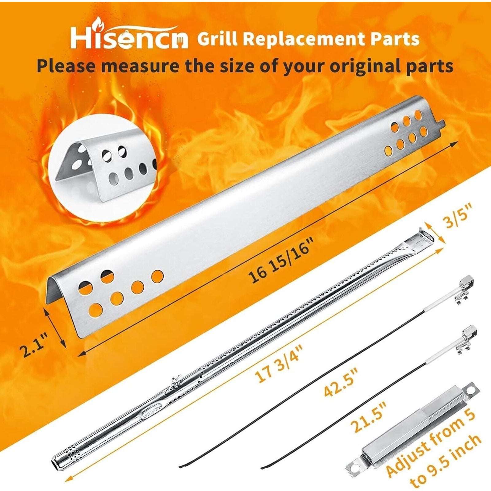 Hisencn Grill Replacement Set Parts for Charbroil Performance 4 Burner Grills