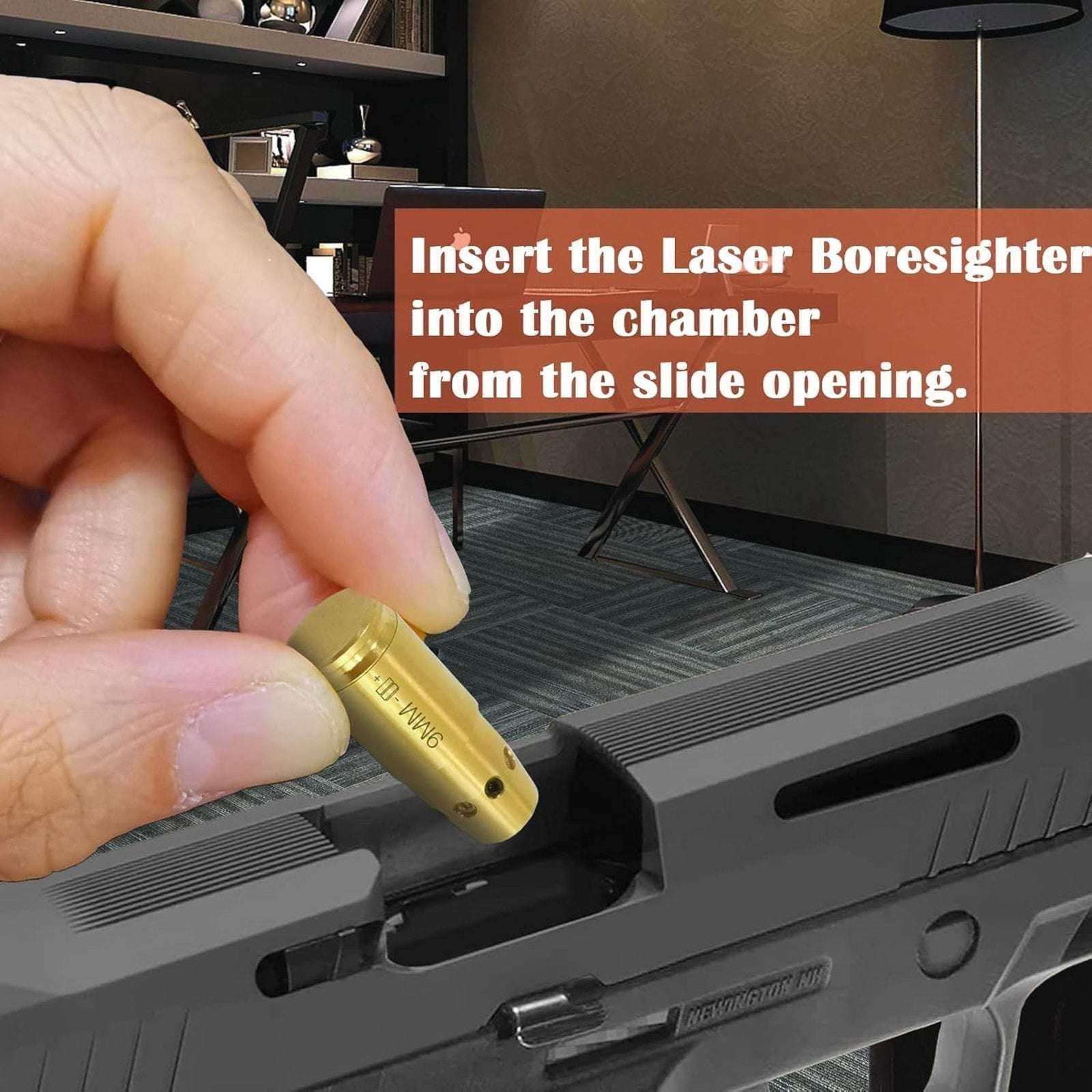 Red Laser Bore Sight 9MM + .45 ACP + .40 S&W Brass Cartridge Boresighter +10 Bat