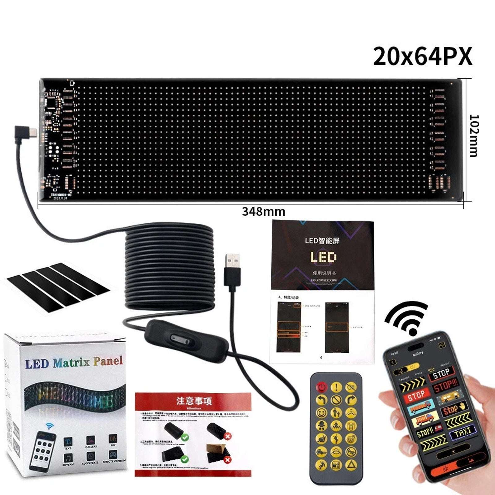 LED Matrix Pixel Panel Scrolling Bright Advertising LED Signs Flexible USB 5V