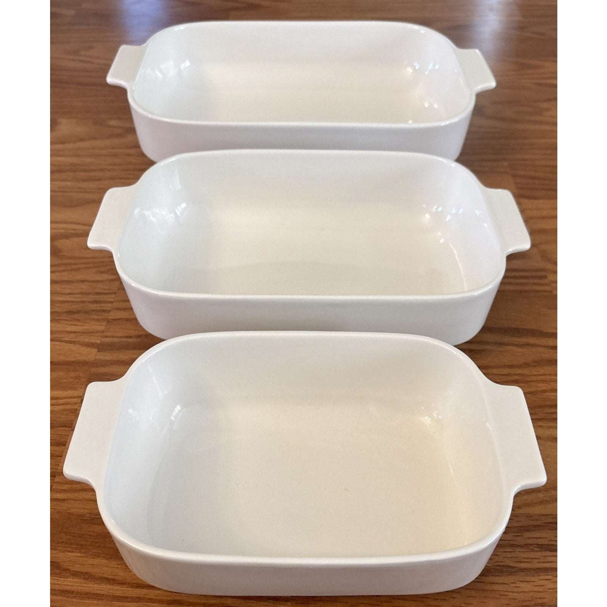 MALACASA 3PC Porcelain Casserole Baking Dish Set for Oven Ceramic Bakeware White