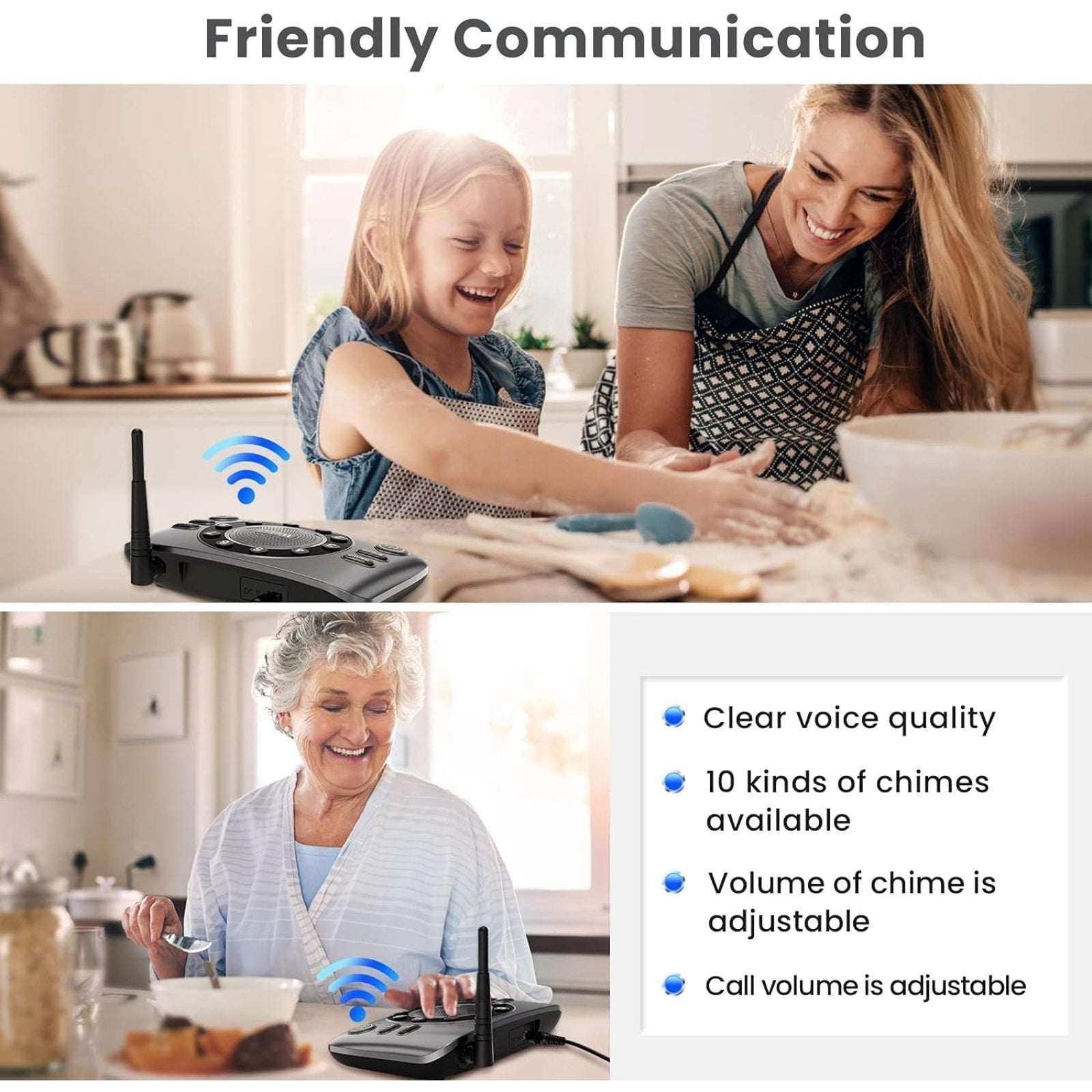 Wuloo S600-P2 Full Duplex Two Way Audio Wireless Intercom System 5280ft Range