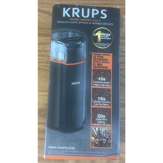 KRUPS Silent Vortex 3in1 Electric Grinder for Spices, Dry Herbs & Coffee 12-Cups