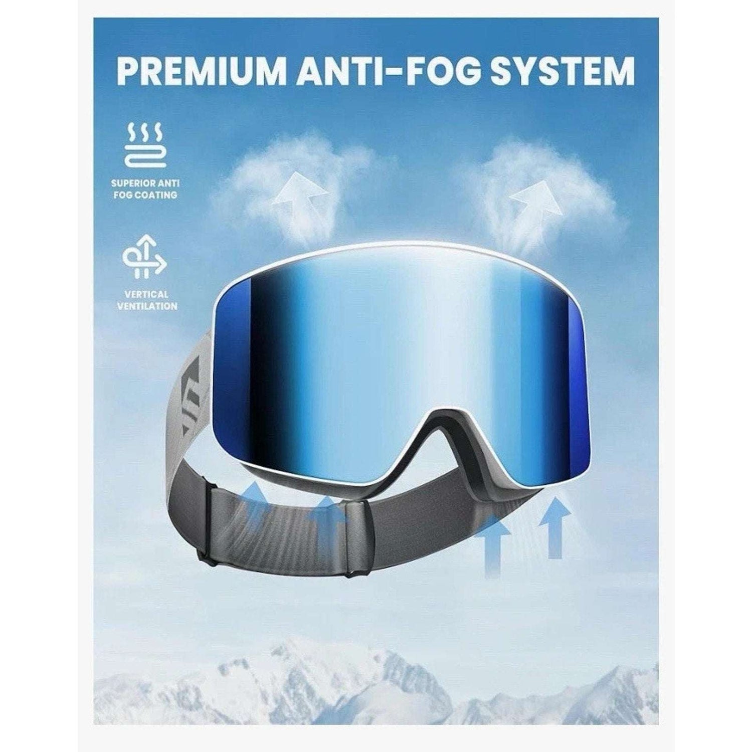 SNOWER Ski Goggles, OTG Anti Fog HD Snowboard Snow Goggles, 100% UV Protection