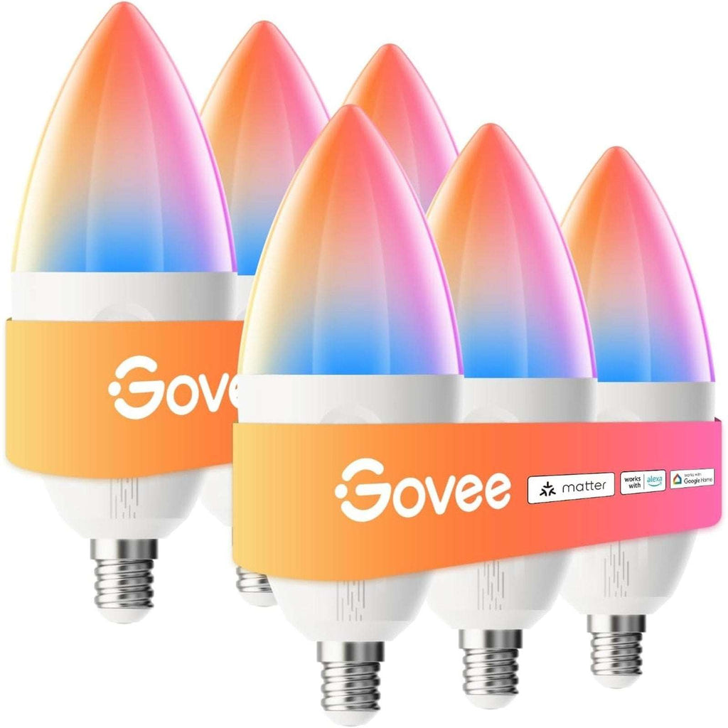 6PK Govee E12 Smart LED RGBWW Candelabra Light Bulbs Matter, Alexa, Google H600B