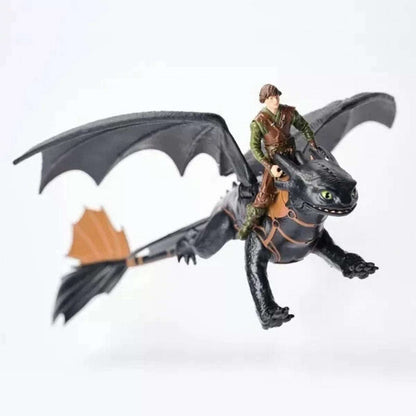 How to Train Your Dragon Toothless + Hiccup Action Figure Feel Real Dragon Wings
