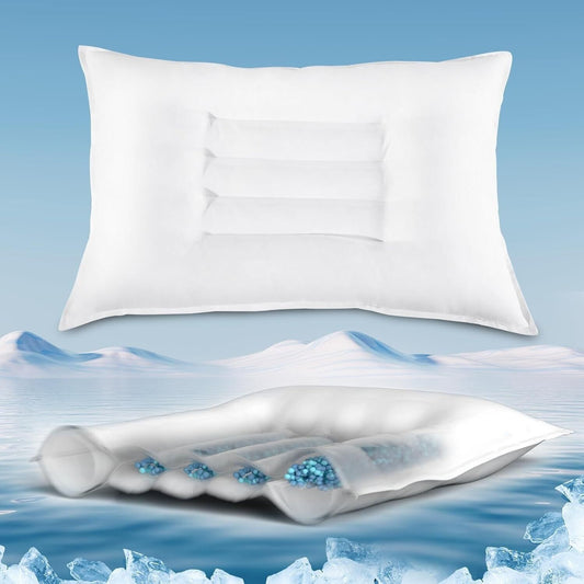 GOHOME Cooling Micro-Chill Ergonomic Bed Sleeping Pillow Soft Breathable Cotton