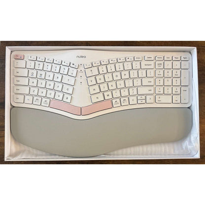 Nulea RT05B Wireless Ergonomic Split Keyboard w/ Cushioned Wrist Support - White