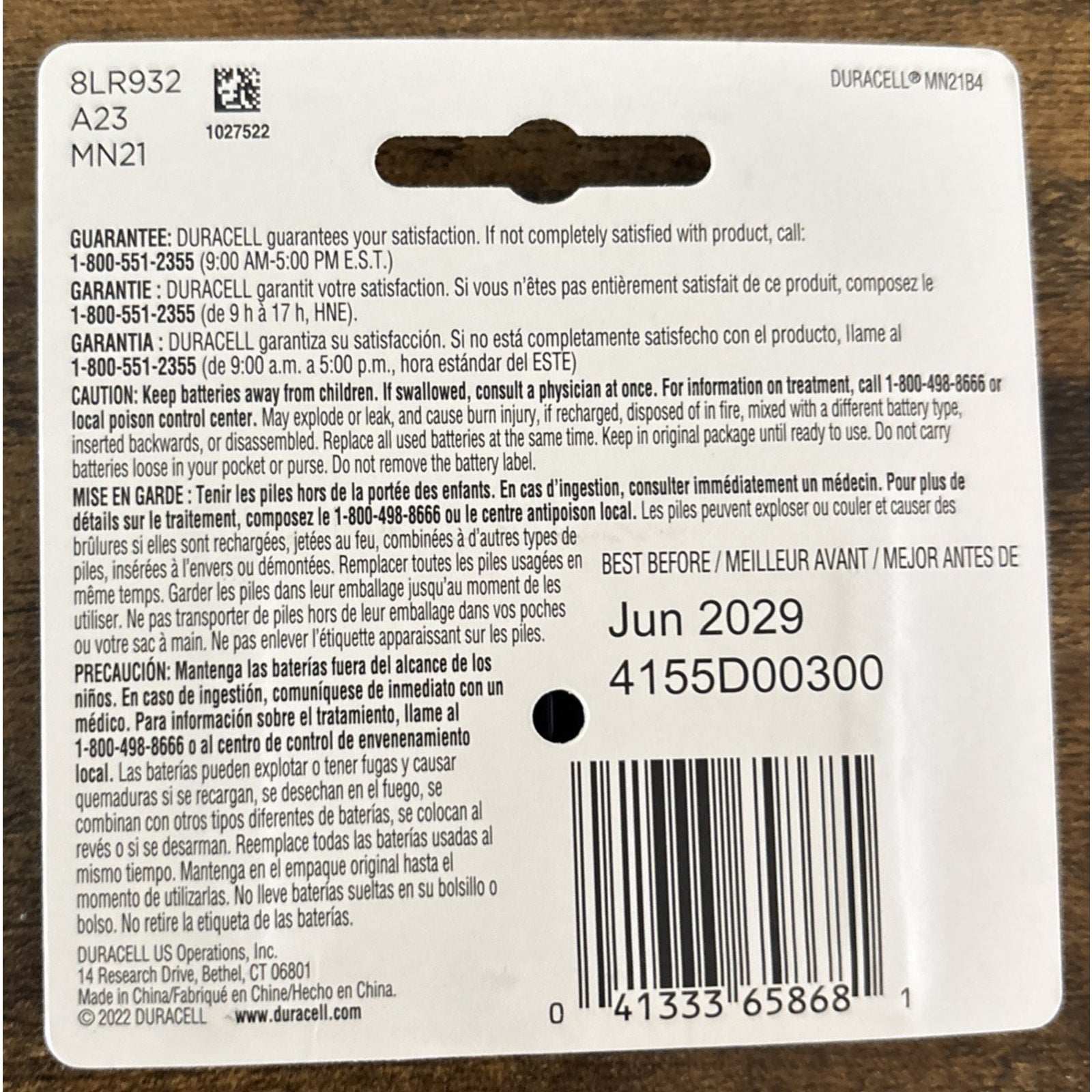 5 Packs Of 4 Duracell 12V A23 21/23 MN21 MN23 23AE 23A 23GA Security Batteries