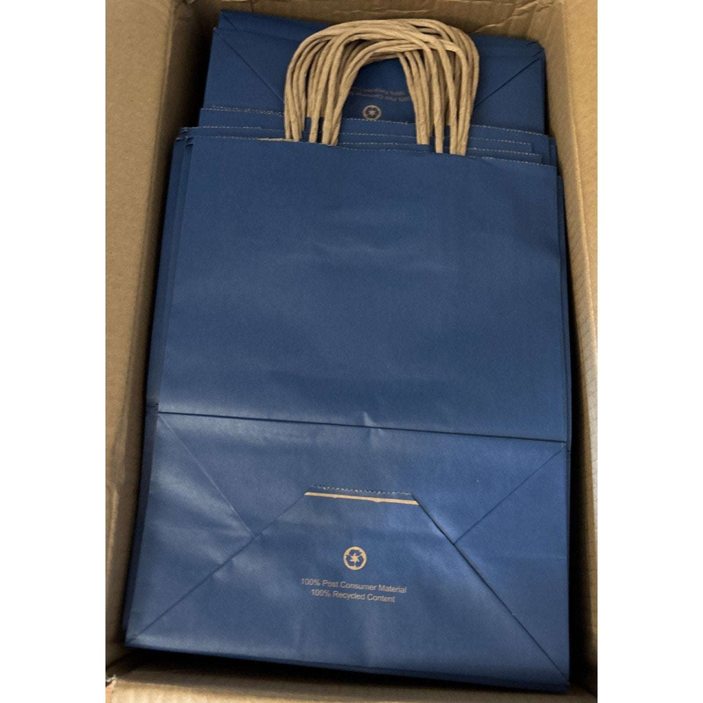 100Pcs Navy Blue Kraft Paper Gift Bags 8x4.25x10.5 Coastal Boutique Retail Gifts