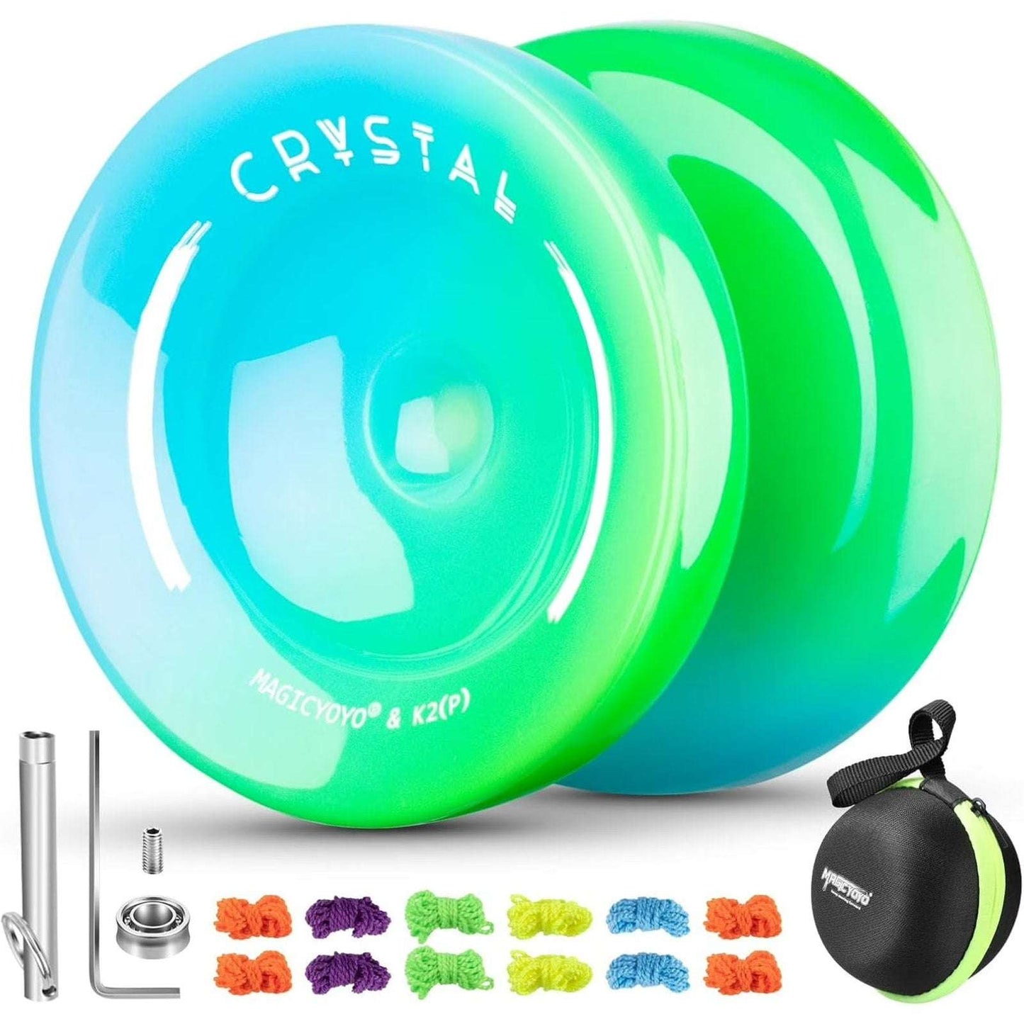 MAGICYOYO Crystal K2 Professional Responsive YOYO Kit Tools & Case Blue Green