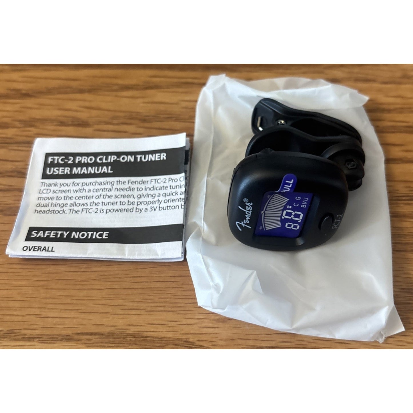 NEW Fender FCT-2 Clip-on Guitar Tuner LCD Display Vibration Sensor Dual-hinge