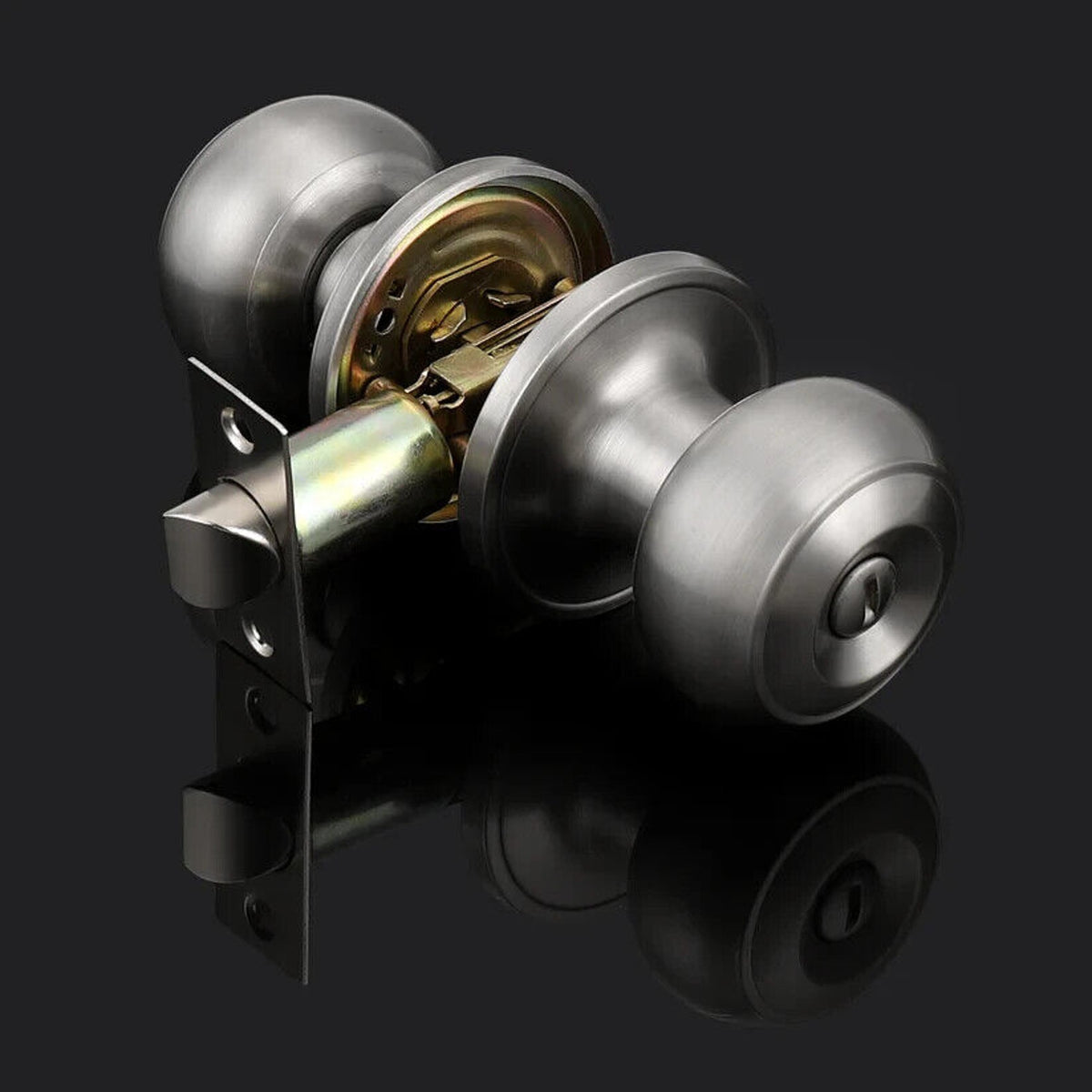 Probrico 2 Sets Ball Knobs Privacy Door Lock Knobs Satin Nickel Finish DL609SNBK