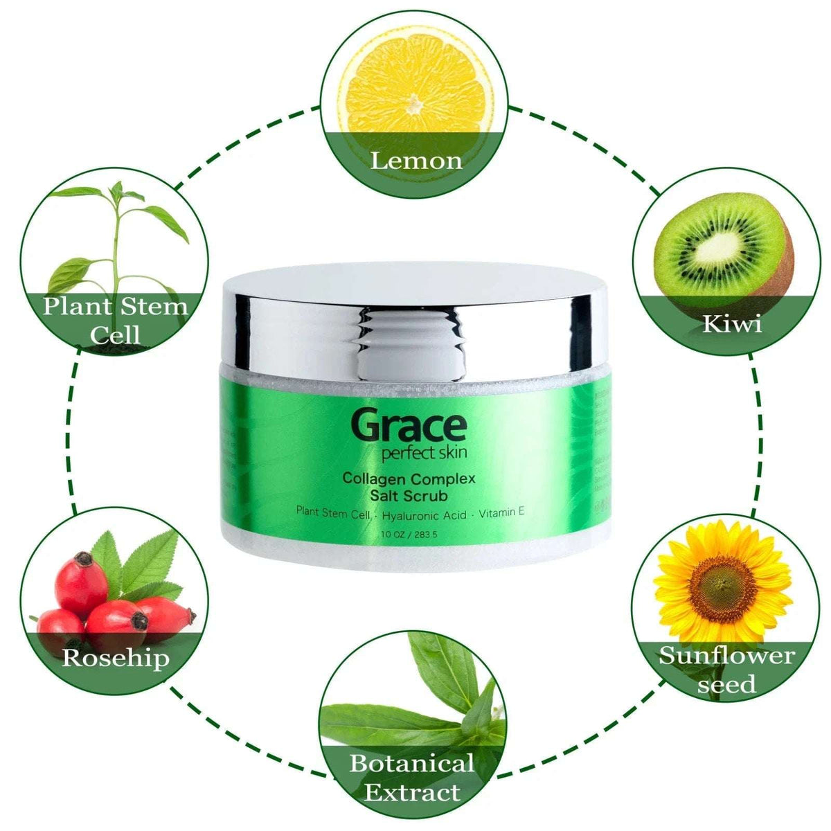GRACE Perfect Skin Collagen Complex Salt Scrub Plant Stem Cell Hyaluronic Acid