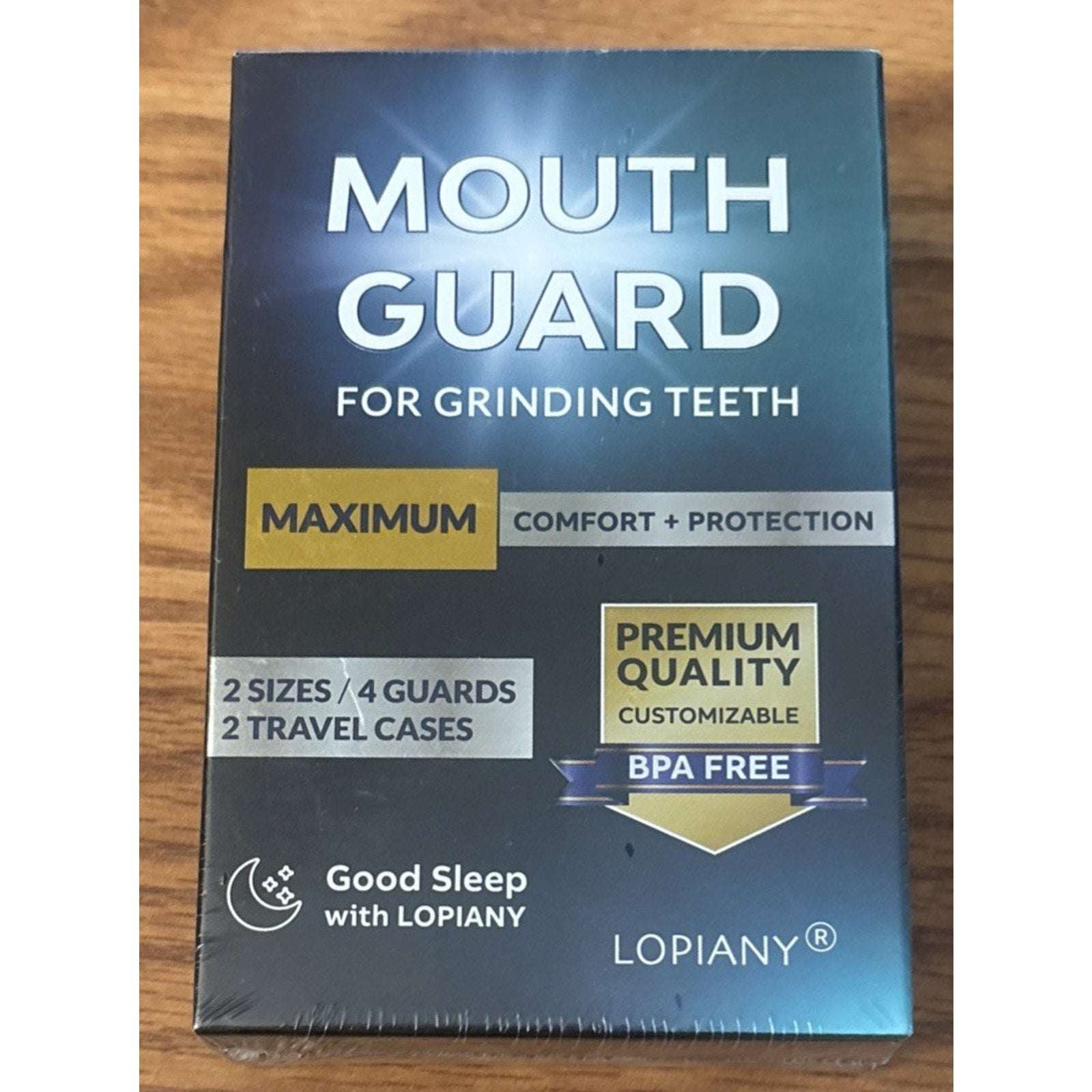 Lopiany Mouth Guards for Grinding Teeth Max Comfort 2 Sizes, 4 Guards & 2 Cases