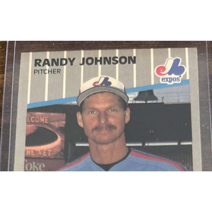 1989 FLEER #381 Randy Johnson Expos - RC - Error Marlboro Ad Blacked Out -PtoS
