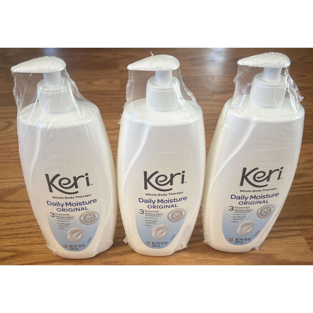 3 Pack Keri Daily Skin Moisturizer Original Body Lotion Aloe 20oz with Pump