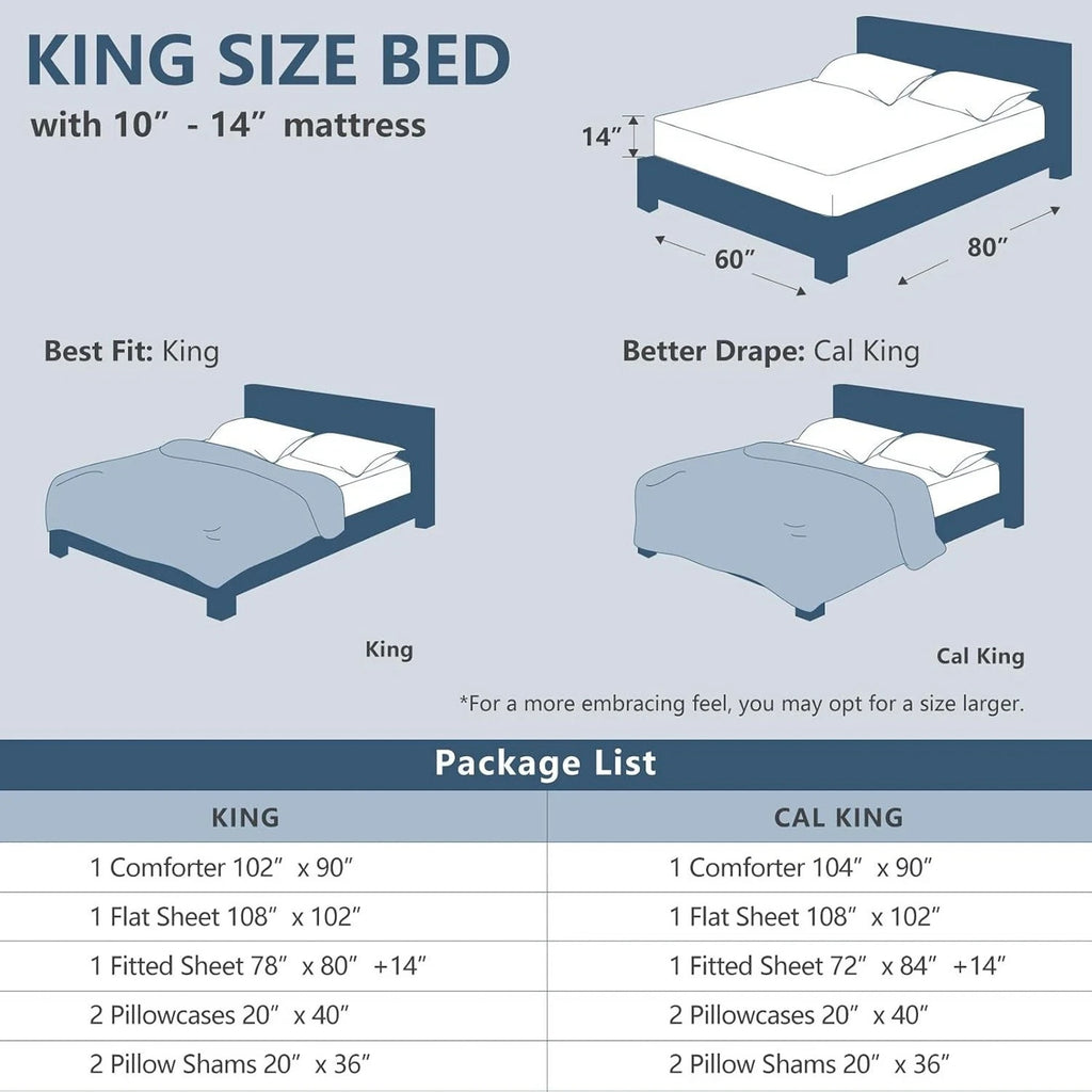 CozyLux 7-Piece King Size Pintuck Comforter & Sheet Set Sage Green Bed in a Bag