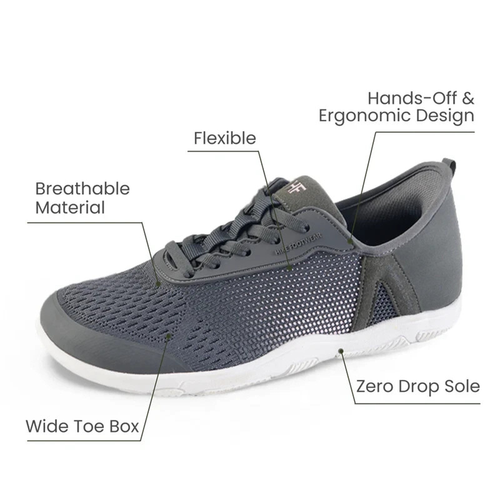 HIKE HF STRIDE Barefoot Shoes Dark Gray 7 US W