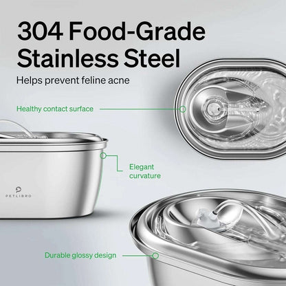 PETLIBRO 101oz/3L Stainless Steel Cat Automatic Water Fountain + Filters Dog Pet